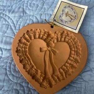 Heart-Shaped vintage Terracotta cookie press or cotton press